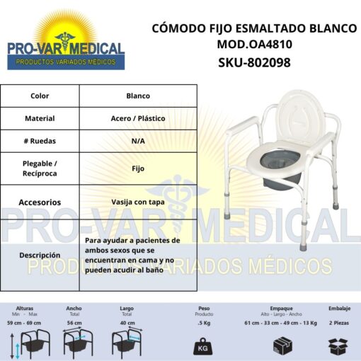 Cómodo Fijo Esmaltado Blanco - Image 2